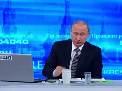 Прямая линия с В.Путиным, 16.4.15. Скрин трансляции на http://www.kremlin.ru/