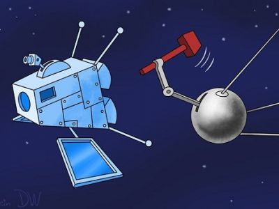 Расколошматим спутник! Карикатура С.Елкина: dw.com