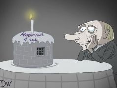 Праздник годовщины ареста Навального в бункере. Карикатура С.Елкина: dw.com